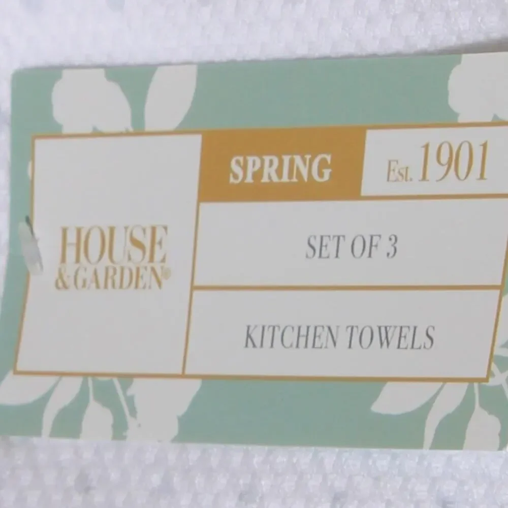 House & Garden Kitchen Towel Set 3 Pc 100% Cotton Cottage Farmhouse Bunny